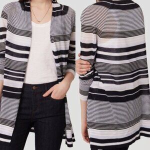 ANN TAYLOR LOFT Striped Fine Knit Open Cardigan Blue / Periwinkle ? Navy Sweater